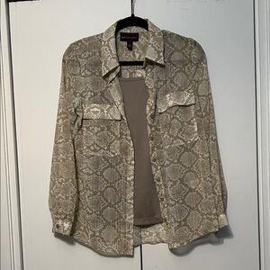 Dana Buchman Beige Snake-Print Button-Down Shirt